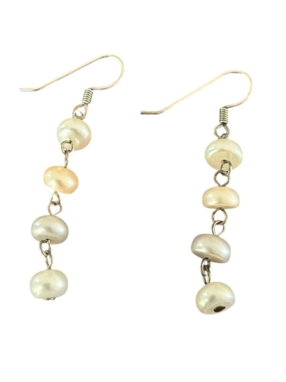 Dangling Freshwater Pearl Earrings Sterling Silver Hooks 2 Inches Long Mult